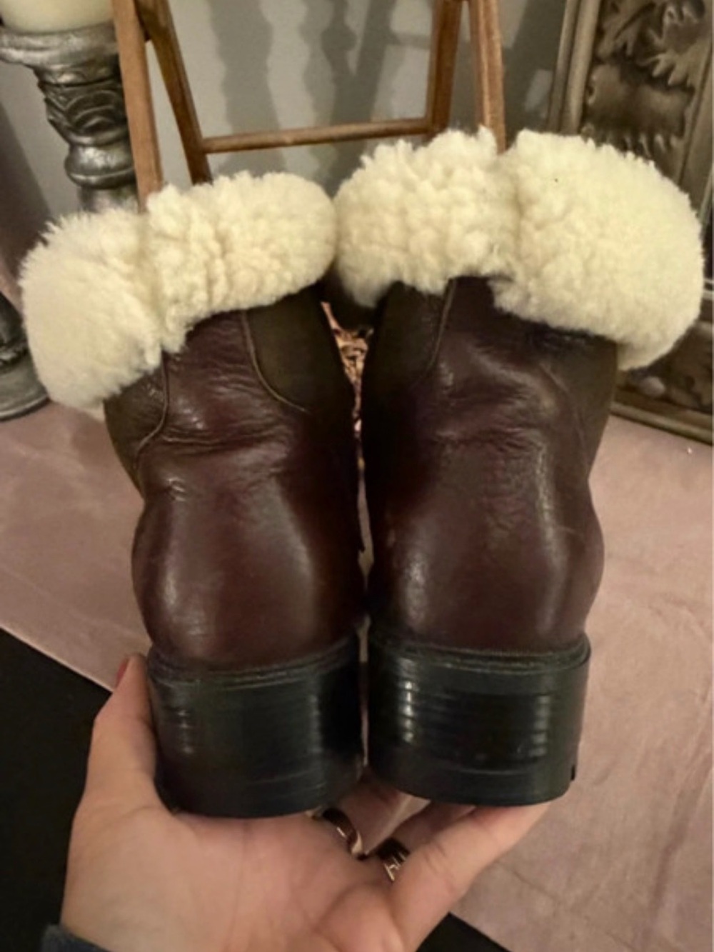Blondo Brown Leather Shearling Lined Winter Boots Size 8 - Picture 3 of 8